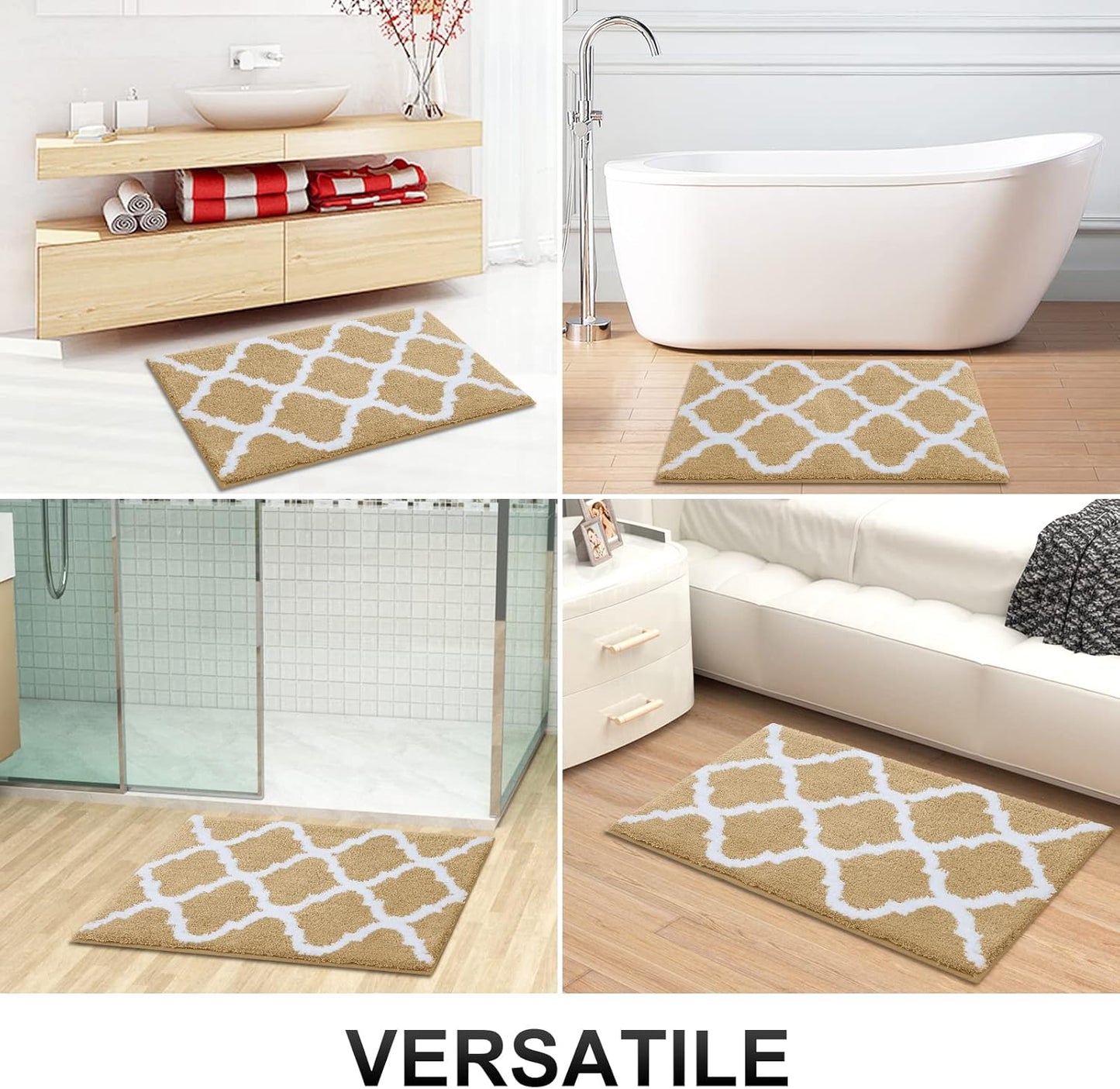 OLANLY Bathroom Rugs - Soft, Absorbent Microfiber Non-Slip Mats | 30x20 Inches, Beige