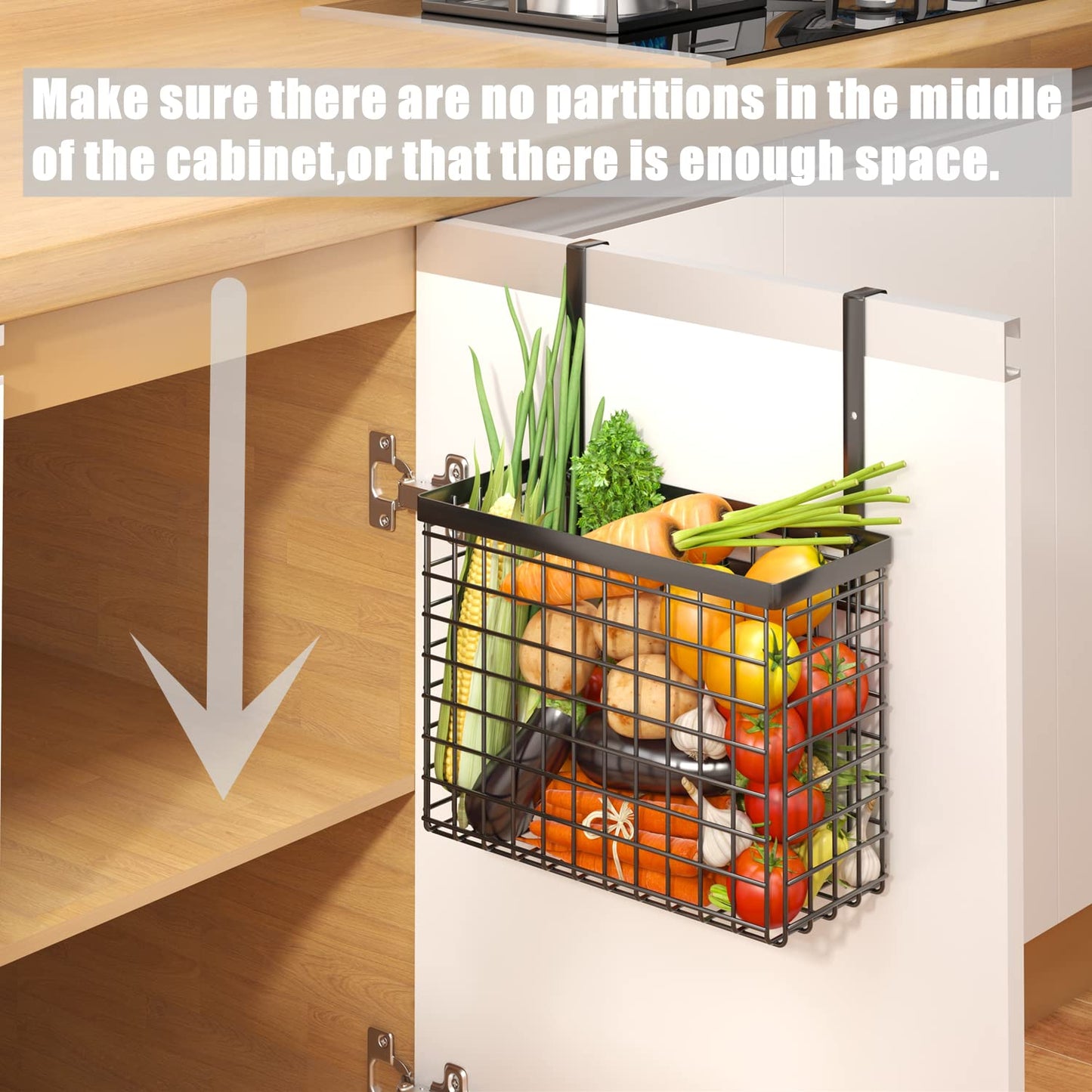 Aboevnc 2 Pack Cabinet Door Organizer with Towel Bar, Over The Cabinet Door Storage with Towel Holder for Kitchen Cutting Board,Black