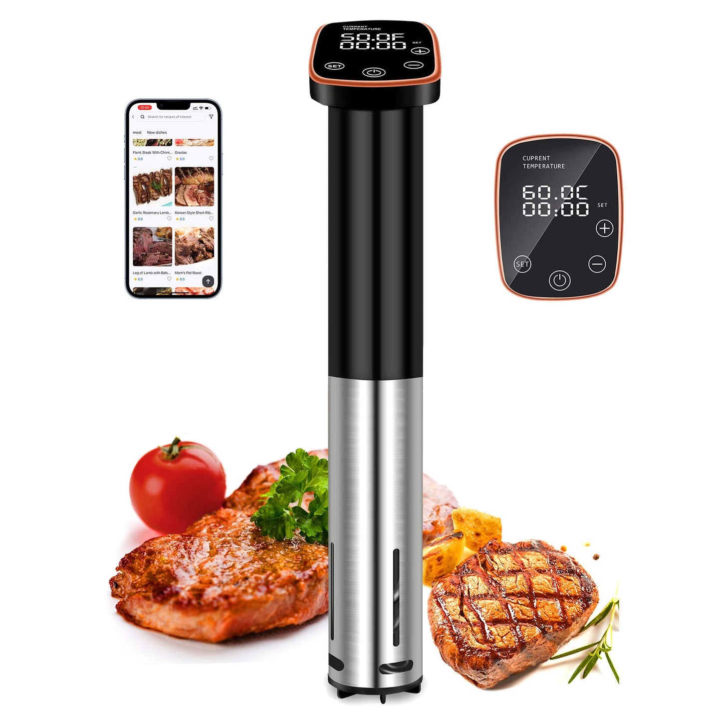 Sous Vide Machine, WiFi APP Recipes Included, Sous Vide Cooker 1100W, Immersion Circulator Precisional Cooker with Accurate Temperature, Ultra Quiet, IPX7 Waterproof, Fast Heating and Time Control