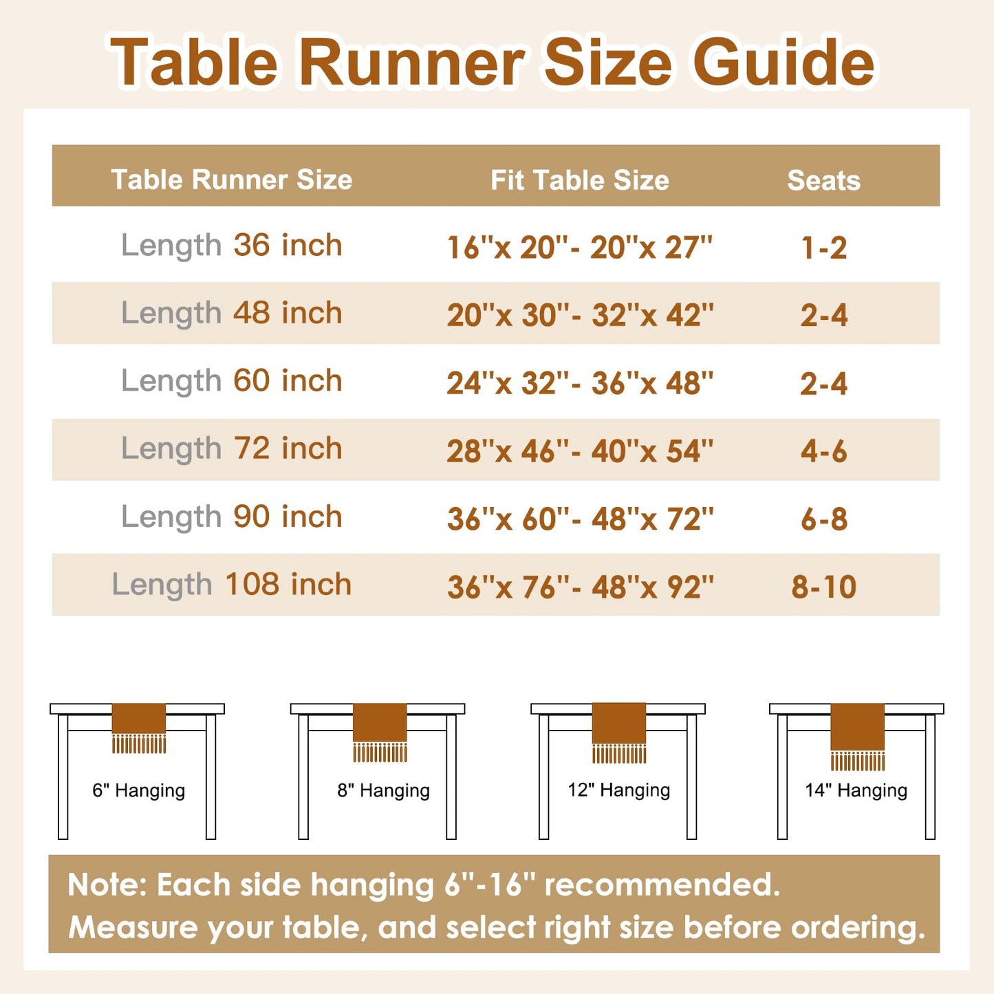 OTOSTAR Boho Table Runner with Tassels 72 Inches Long Farmhouse Rustic Table Runner Macrame Burlap Table Decoration for Home Decor Living Room Bridal Shower, Double Striped (12x72 Inches)