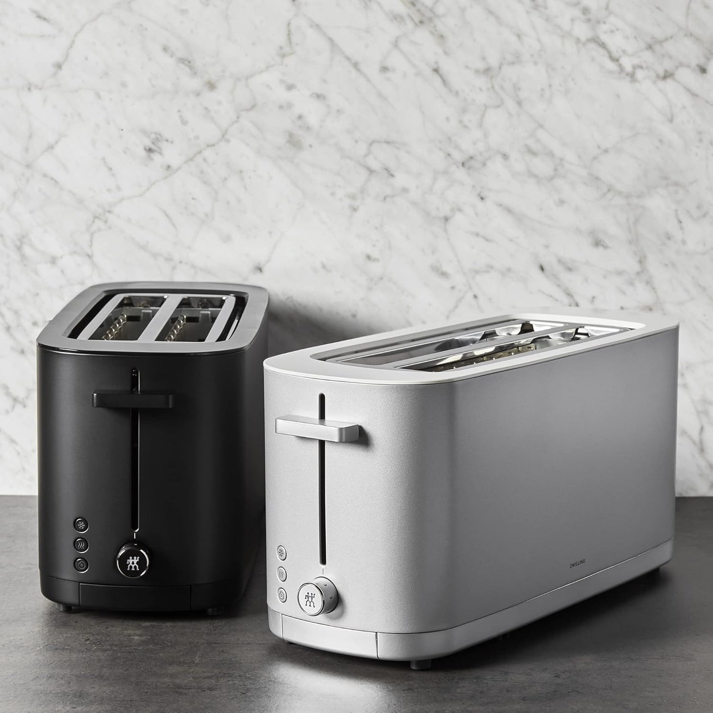 ZWILLING Enfinigy 4-Slice Long Slot Toaster - Extra Wide 1.5" Slots for Bagels & Toast | Silver Finish