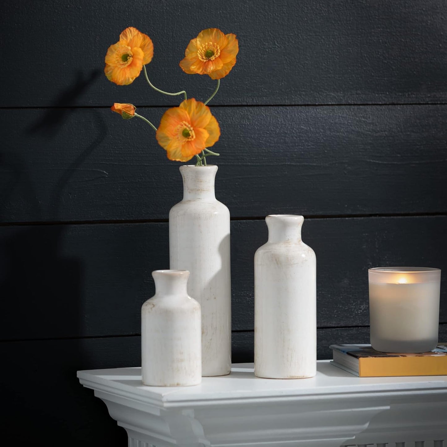 Red Vase Set - Boho Farmhouse Decor for Kitchen, Bedroom & Living Room - CM2407