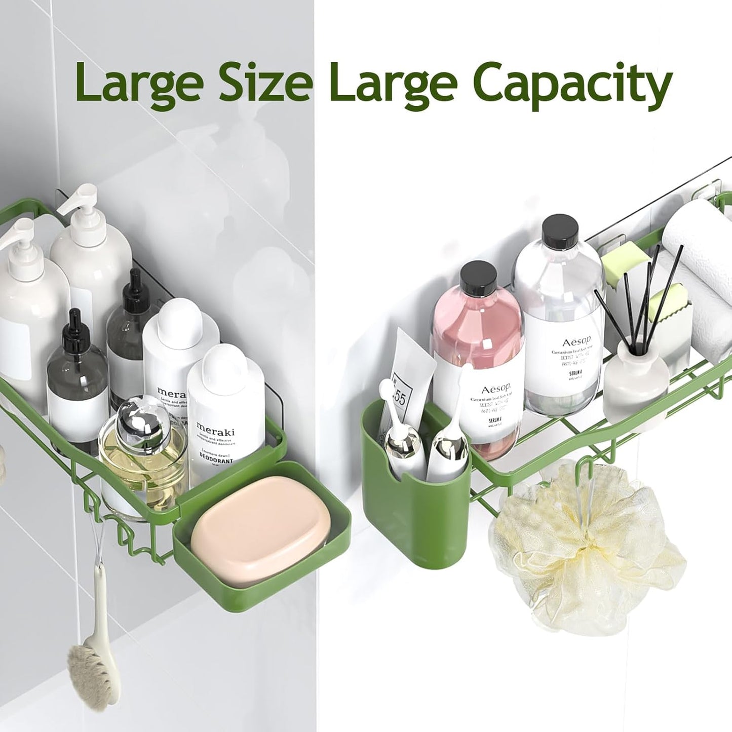 NESOMI Shower Caddy - Rustproof Stainless Steel Organizer with Large Capacity | 7-Pack No-Drill Rack