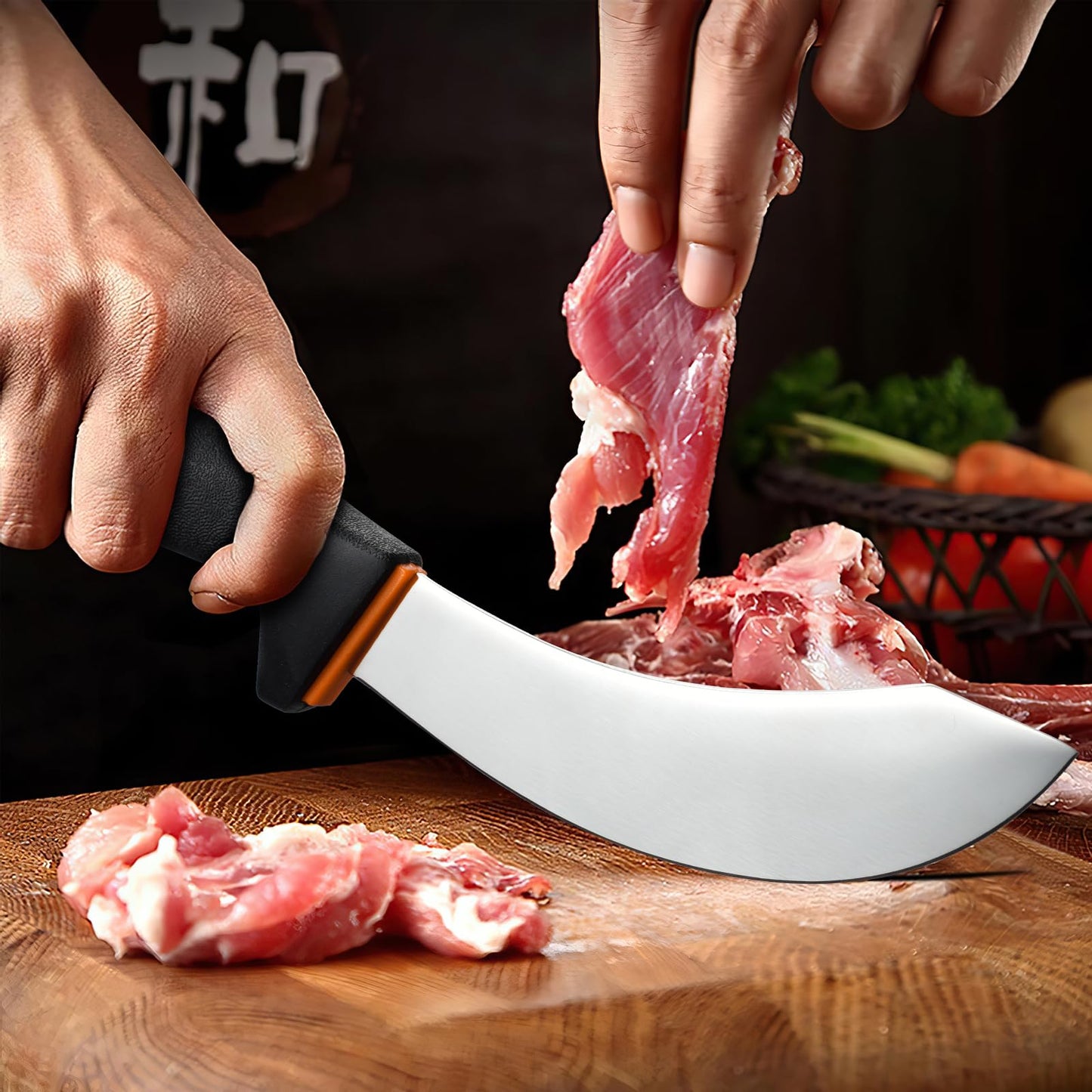Golden Bird Butcher Knife Set - 4 Piece Professional BBQ Knife Set Include 6" Boning, 6" Skinning, 10" Butcher Breaking Knives & 8" Sharpener Rod