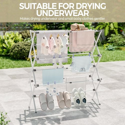 APEXCHASER Clothes Drying Rack - Foldable & Extendable Laundry Rack | Adjustable Size 14.57in-35.43inW, Rust-Resistant, Space-Saving Design