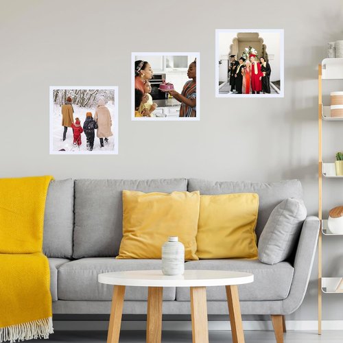 JCJMY 8x8 Picture Frame - White Wall Hanging & Tabletop Display | Durable Shatter-Resistant Plexiglass