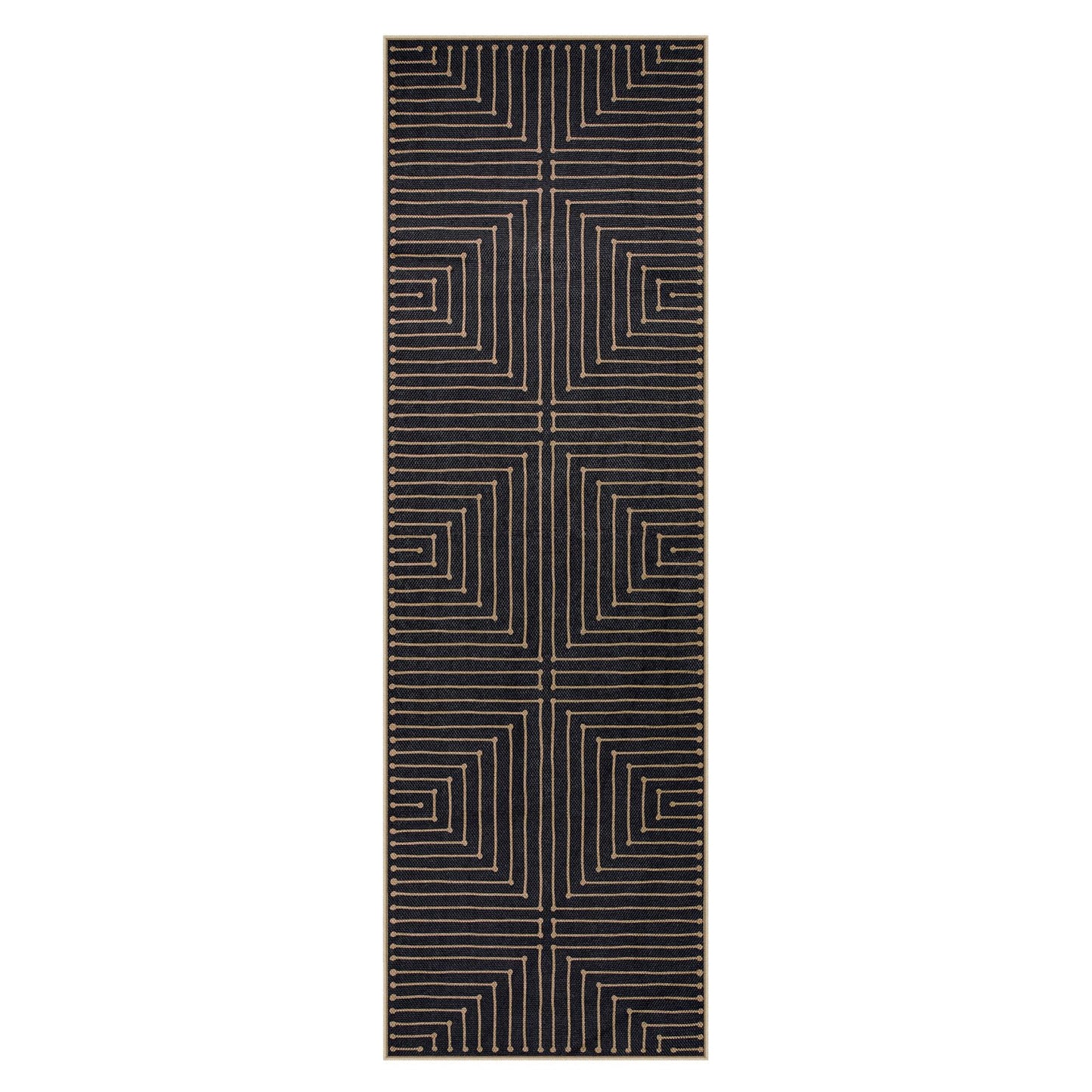 Lahome Neutral Geometric Kitchen Rugs, 2x8 Washable Entryway Hallway Runner Rug Non Slip, Farmhouse Rhombus Low Pile Non Shedding Black Indoor Outdoor Carpet Runner for Laundry Room