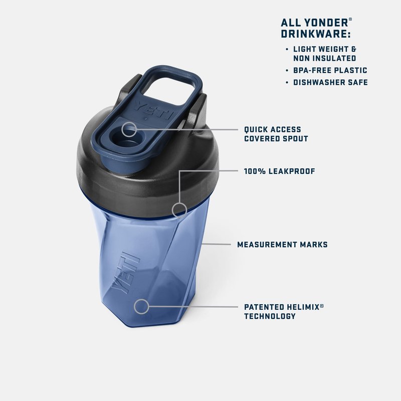 YETI Yonder Helimix Vortex Blender Shaker Bottle Holds up to 20oz | No Blending Ball or Whisk | USA Made | Portable Pre Workout Whey Protein Drink Shaker Cup | Dishwasher Safe, Royal Blue