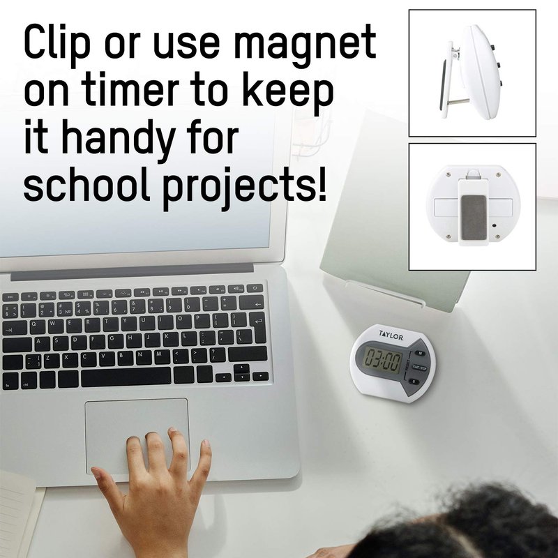 Taylor Digital Timer Counts Up and Down for School, Learning, Projects, and Kitchen Tasks
