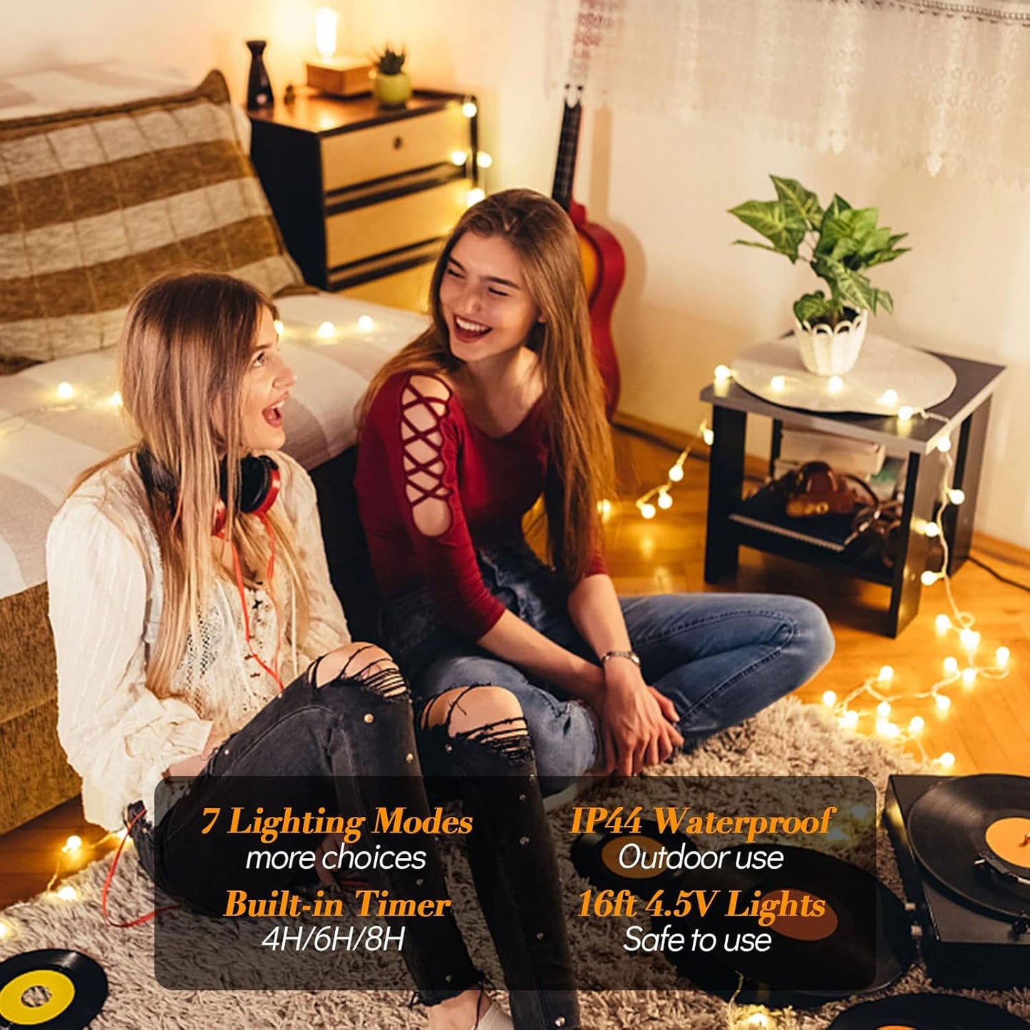 ALOVECO 18ft LED String Lights - 50 Waterproof Globe Fairy Lights with Remote & 8 Modes for Indoor/Outdoor Decor