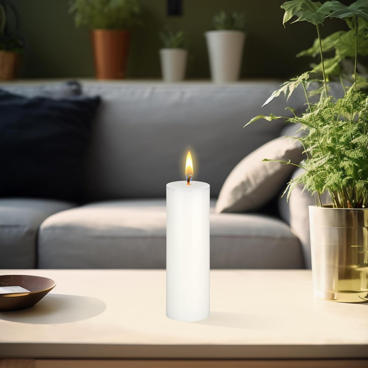 Unscented Black Pillar Candle - 2x6 Inch Hand Poured Premium Wax for Home Décor & Events