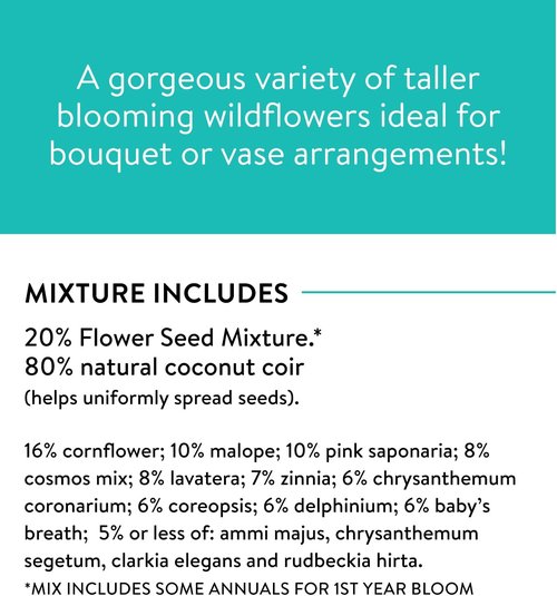 Burpee Wildflower Seeds Cutting Mix - 25,000 Non-GMO Seeds | 15 Varieties | Covers 1,000 Sq. Ft.