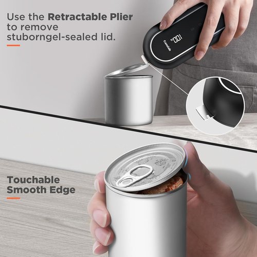 Canslab Turbo Rechargeable Can Opener - Professional Grade, Auto-Stop, LED Display | Wall-Mountable, Hands-Free Operation