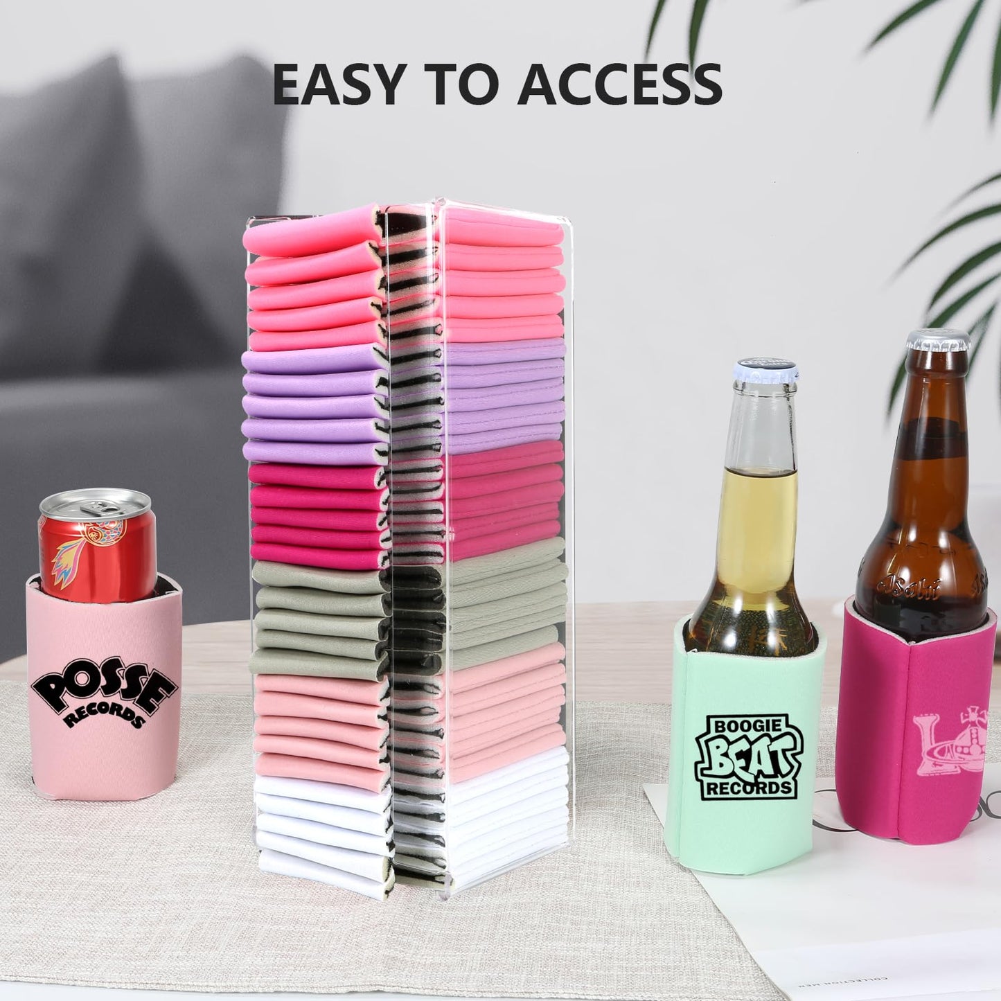 Wanapure Magnetic Acrylic Can Cooler Holder, Beer Can Sleeves Storage, Wall Mounted Can Cooler Dispenser, Gifts for Beer Lovers