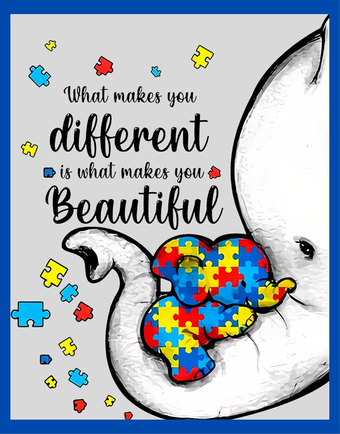 Autism Awareness Elephant Wreath - Handmade Deco Mesh | Available in 24-Inch & 28-Inch Sizes