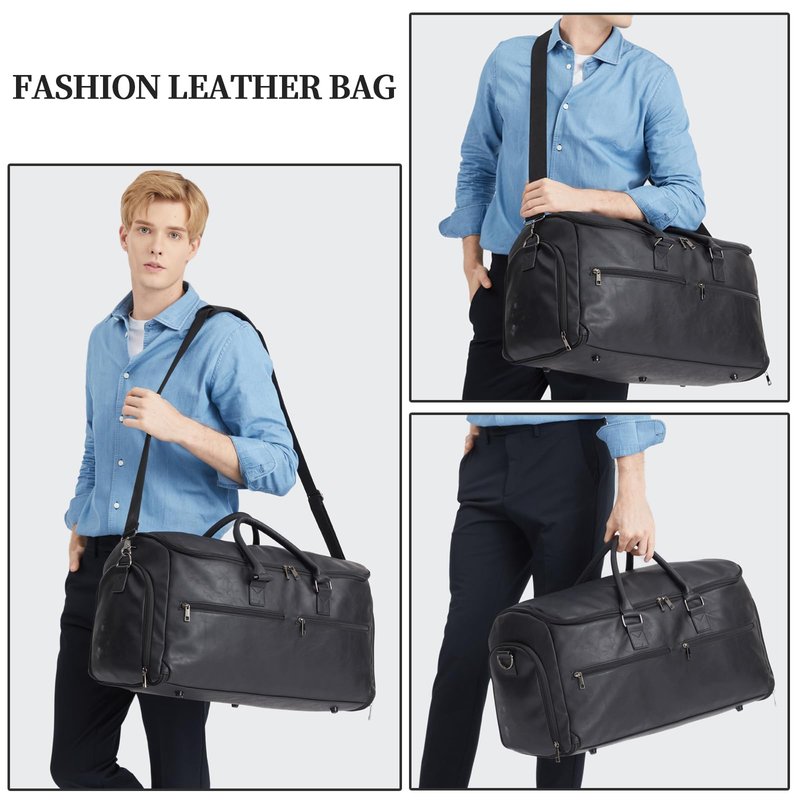 seyfocnia Carry On Garment Bag for Travel, Convertible Travel Garment Bag for Men Women, 2 in 1 Hanging Suitcase Suit Business Travel Bag, Black