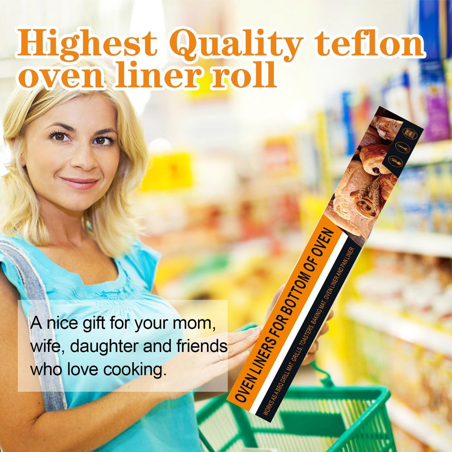 UBeesize 75-Inch Reusable Oven Liners - Heavy-Duty Non-Stick Teflon Mats for All Ovens & Grills