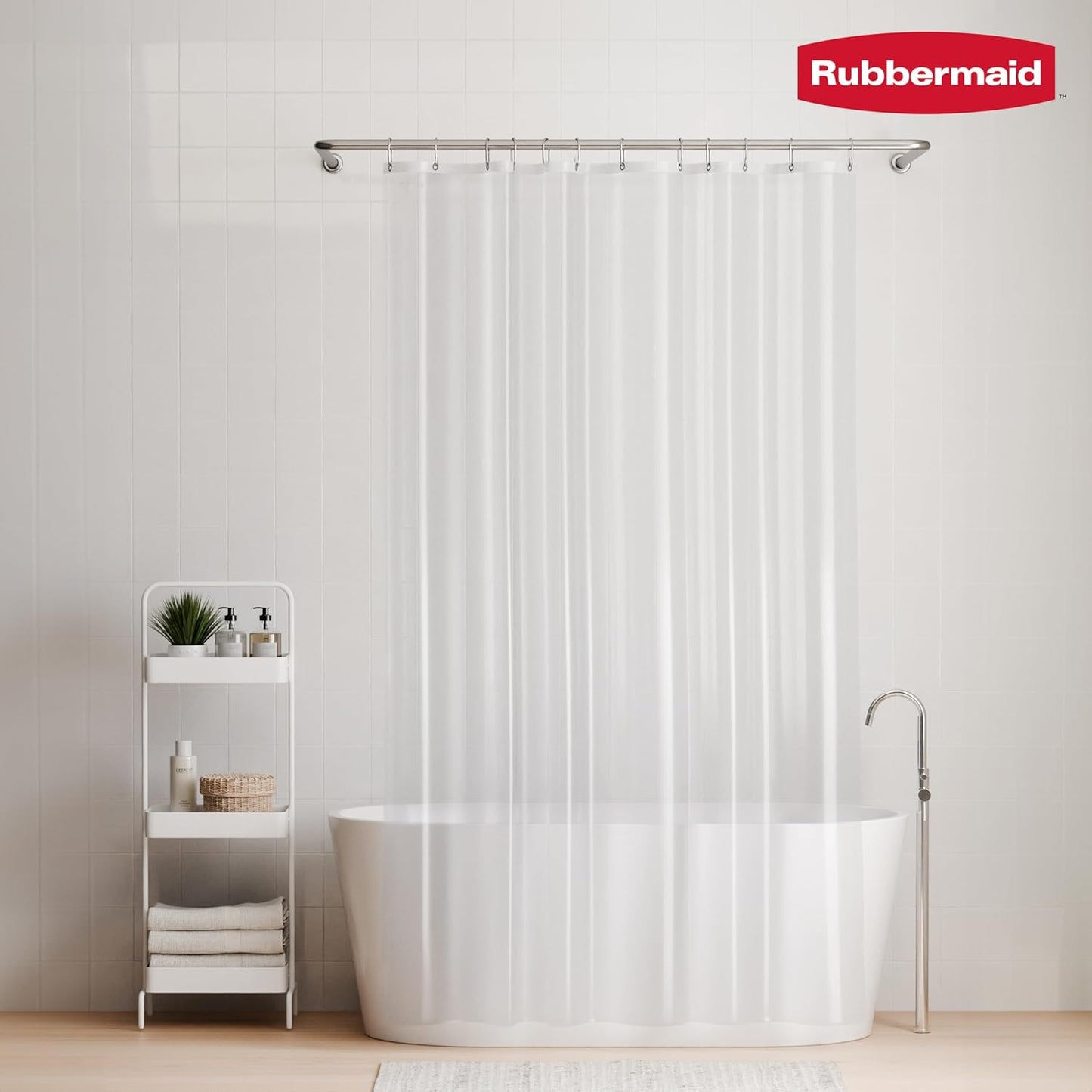 Rubbermaid Waterproof PEVA Shower Curtain Liner - Heavyweight with Magnets & Rustproof Grommets | 70x72 Clear