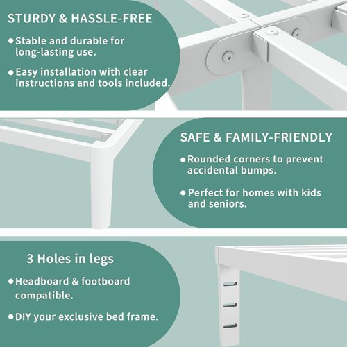 ITIMIDI Queen Bed Frame - 12 Inch Metal Platform Design, No Box Spring Needed, Easy Assembly, Heavy Duty