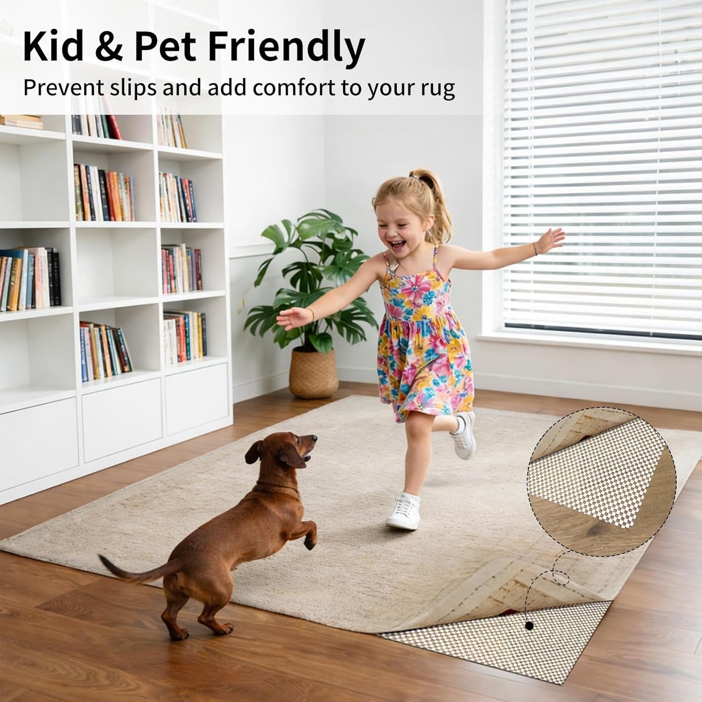 Skiennix Non-Slip Rug Pad Gripper - Extra Thick 4 x 6 Feet Carpet Mat for Hardwood Floors