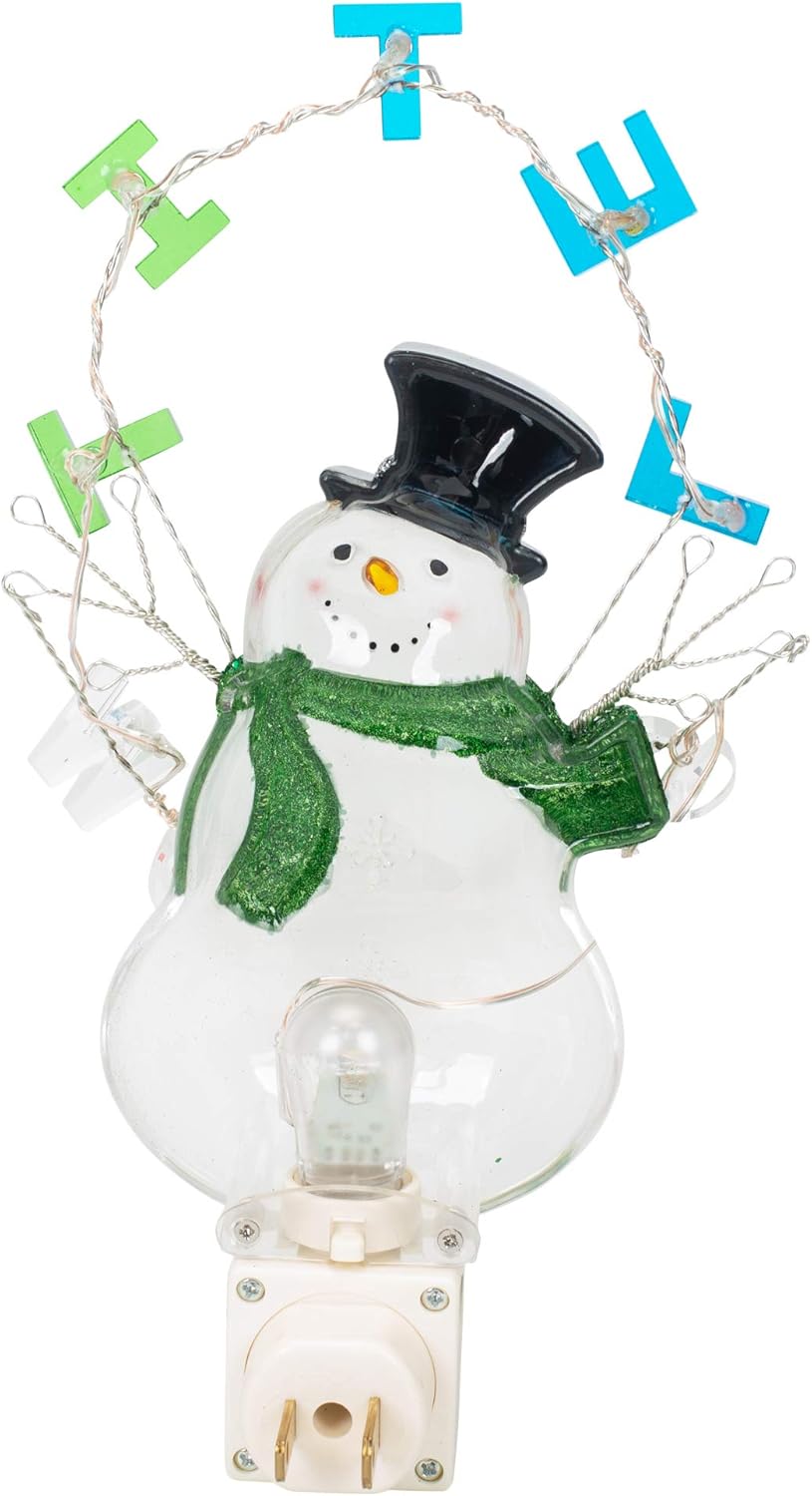 8-Inch Plug-in LED Snowman Christmas Night Light – Let It Snow Flicker Effect