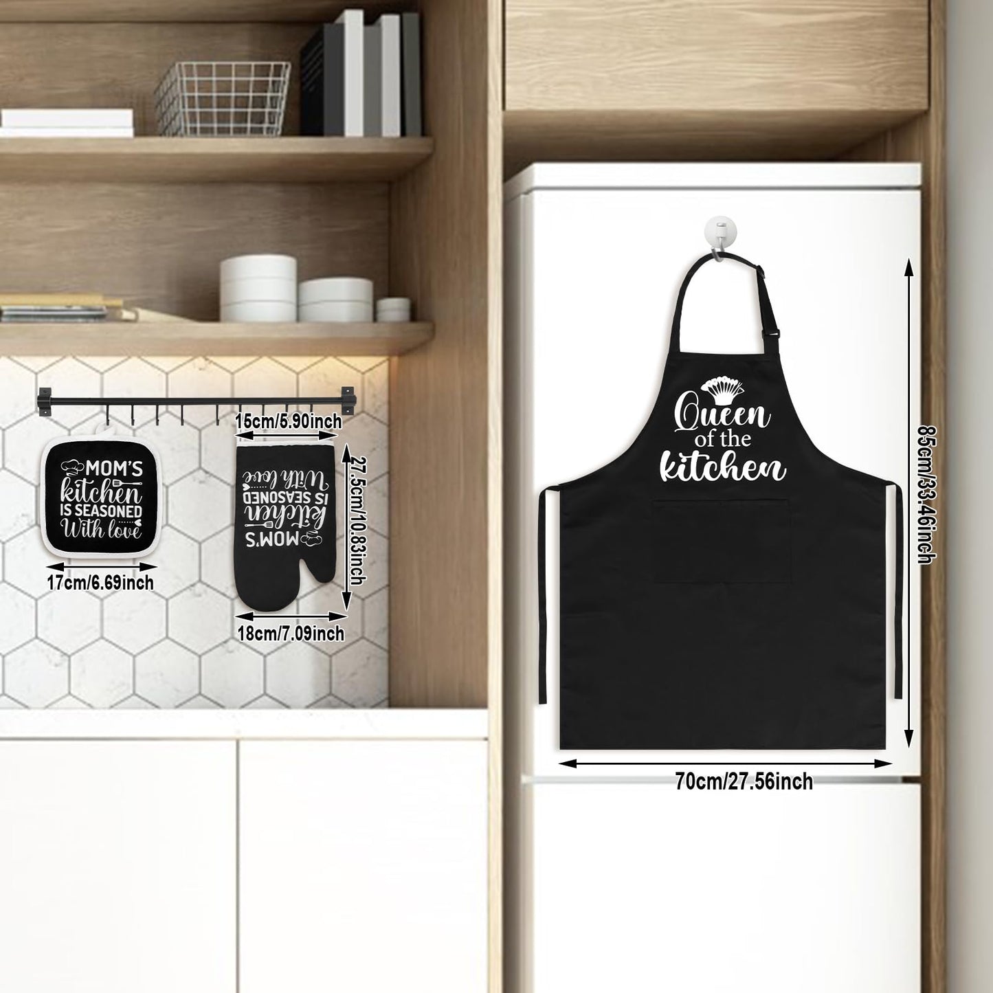 Mom Kitchen Gifts Mothers Day Gifts for Mom from Daughter, Mom Birthday Gift Ideas with Cutting Board Wooden Spoons Aprons Oven Mitts Pot Holder for Cooking