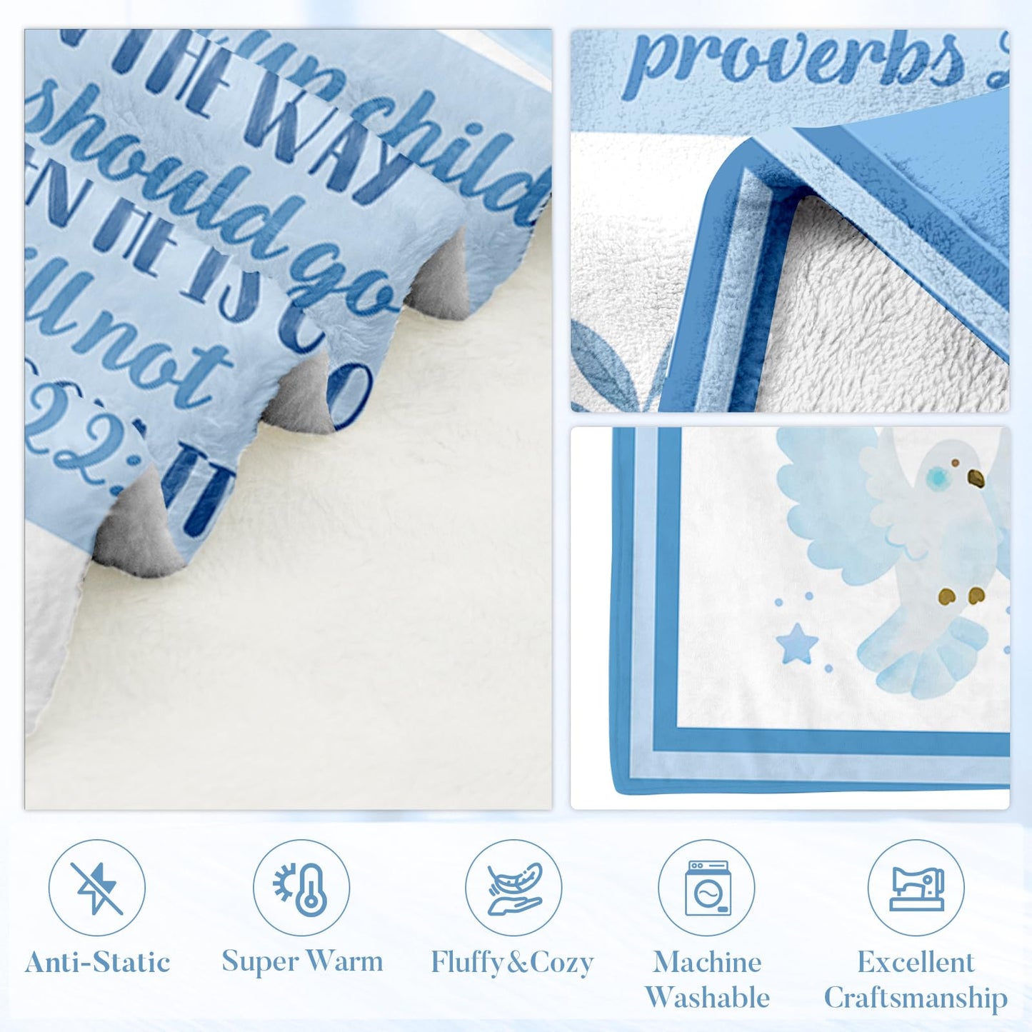 HEIFAM Baptism Gifts for Boys Girls, Baptismal Gift Blanket, Christian Present for Boys Girls, Religious Birthday Baptism Christening Gift, Godson Gifts from Godmother, 40''x50''