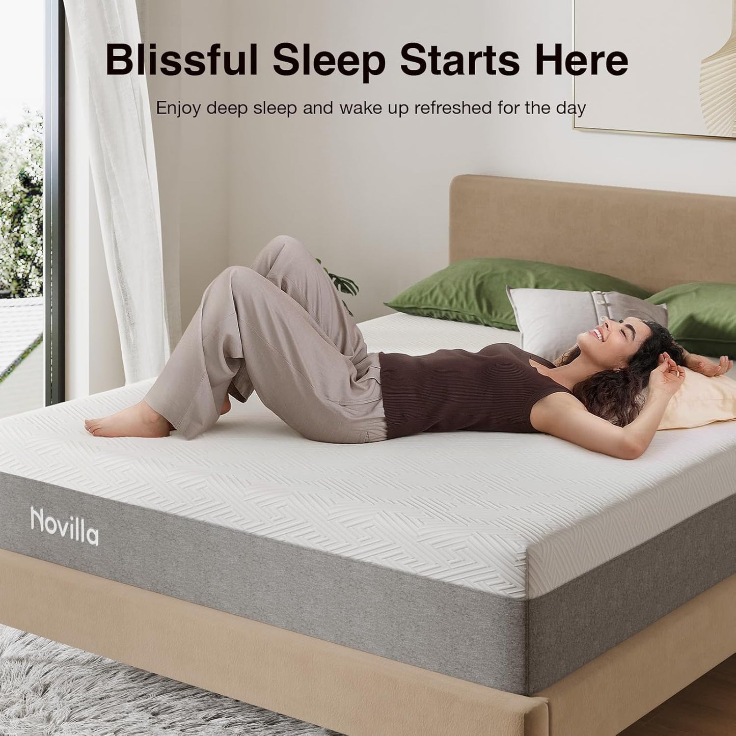Novilla Twin XL Mattress - 10 Inch Gel Memory Foam for Cool Sleep & Pressure Relief | Medium Plush