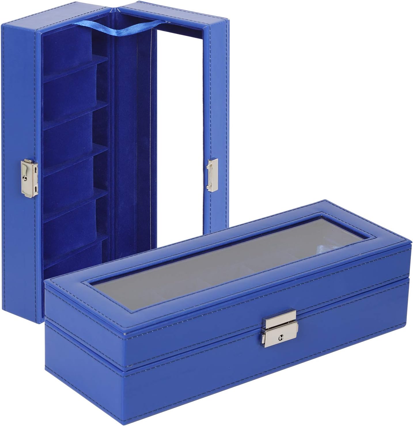 Men's Black 6-Slot Watch Box Organizer | Elegant Display & Storage Case