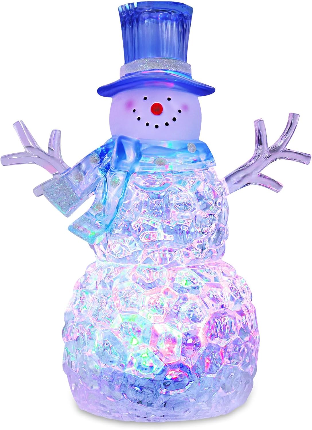 Skiennix LED Lighted Snowman Figurine - Battery Operated Christmas Decoration | 6H Timer, Blue Hat