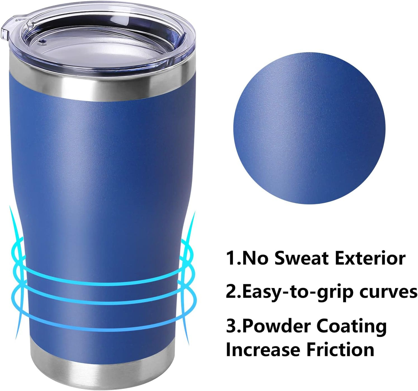 DOMICARE 20oz Tumbler with Lid Stainless Steel Tumblers Bulk, Double Wall Vacuum Insulated Coffee Travel Mug Powder Coated Tumbler, 8 Pack Purple