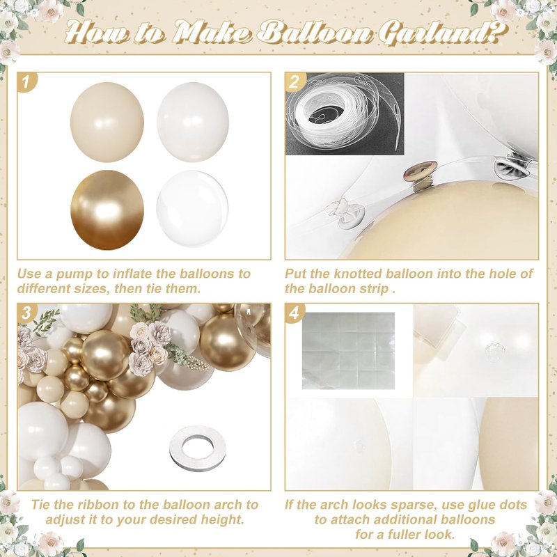 NUTTYBASH White and Gold Balloon Arch Kit, Metallic Gold and Sand White Balloon Garland Kit for Wedding Birthday Baby Shower Gender Reveal Bridal Decorations