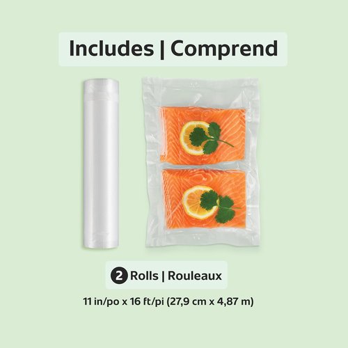 FoodSaver Vacuum Seal Rolls - 11" x 16' BPA-Free Multilayer for Ultimate Food Preservation | 2-Pack