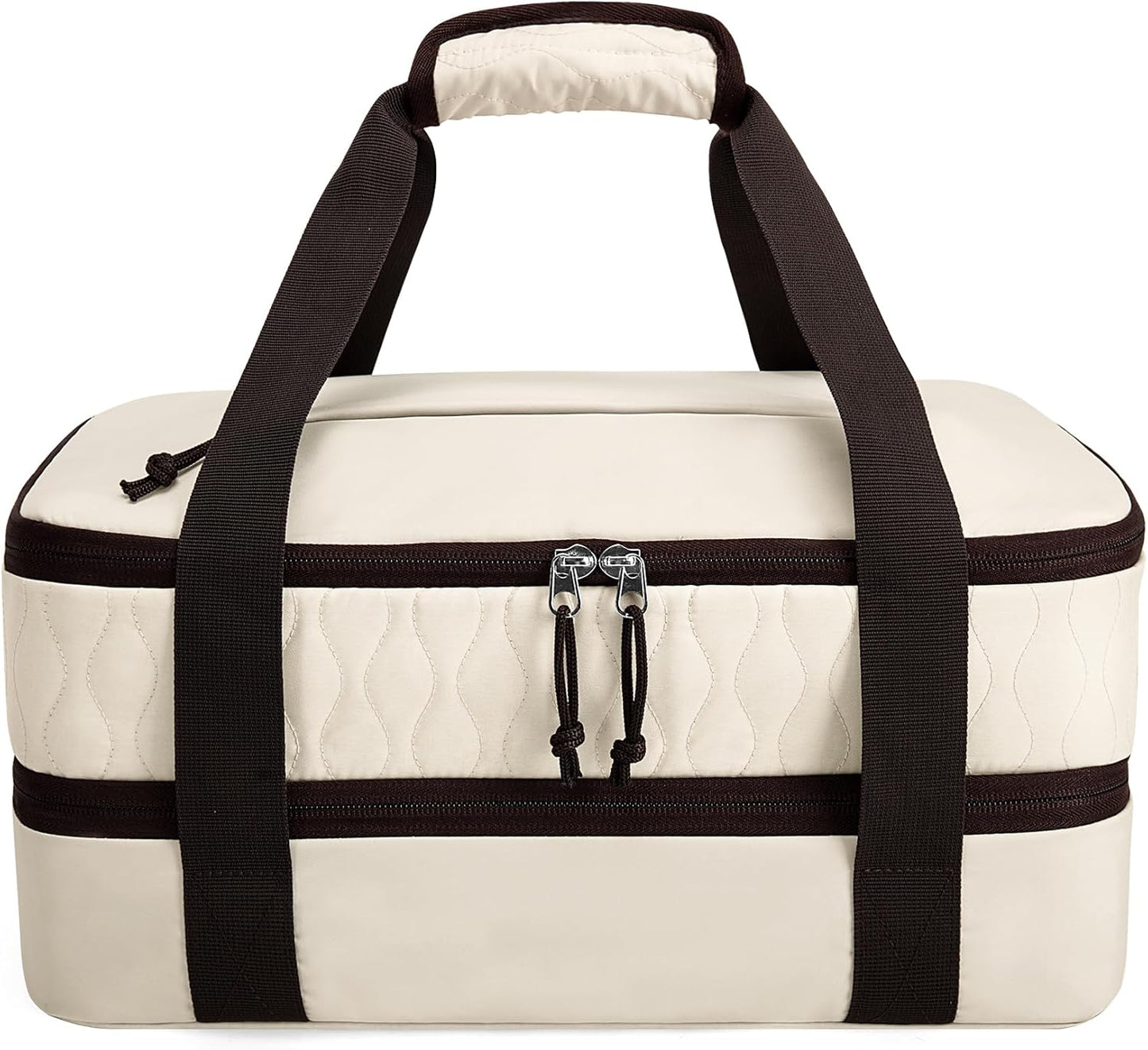 Trunab Insulated Casserole Carrier - Double Thermal Food Containers for 9x13 Inch Dishes | Beige