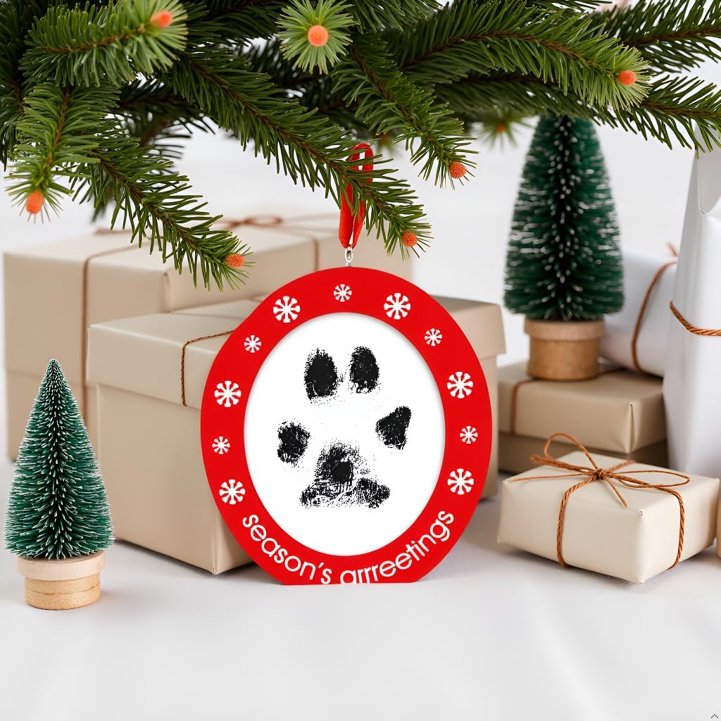 Double-Sided Christmas Pawprint Ornament for Dogs & Cats - DIY Keepsake with Clean-Touch Ink Pad