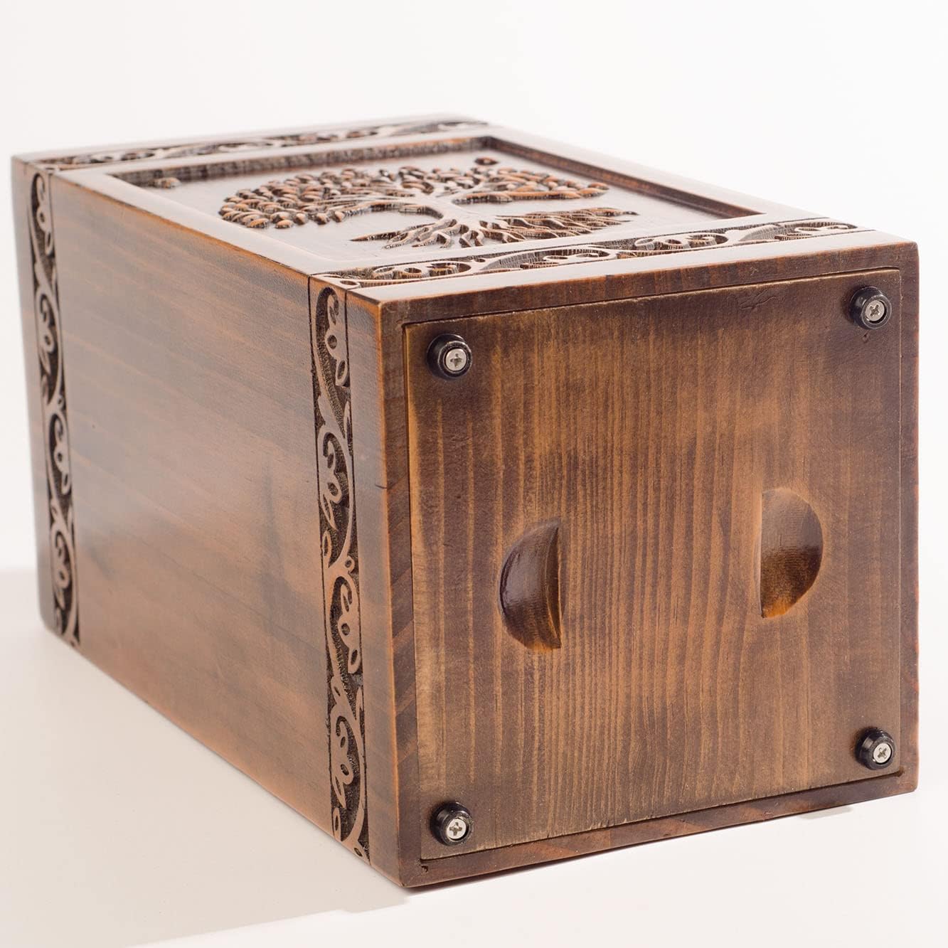 Handmade Wooden Engraved Urn for Human Ashes Adult Male Female Satin Bag Cremation urns Box (Butterfly(250lbs))