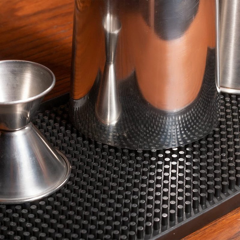 Tebery 2 Pack Black Bar Mat, 18" x 12" Rubber Dish Drying Mat for Countertop, Non Slip Cocktail Service Spill Mats for Bartending, Coffee Bar Mats Accessories for Home Kitchen