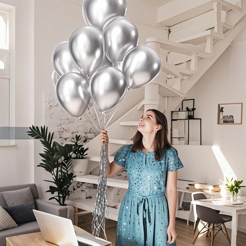 110pcs Black & Metallic Silver Latex Balloons - 12 Inch Perfect for Birthday Parties & Baby Showers