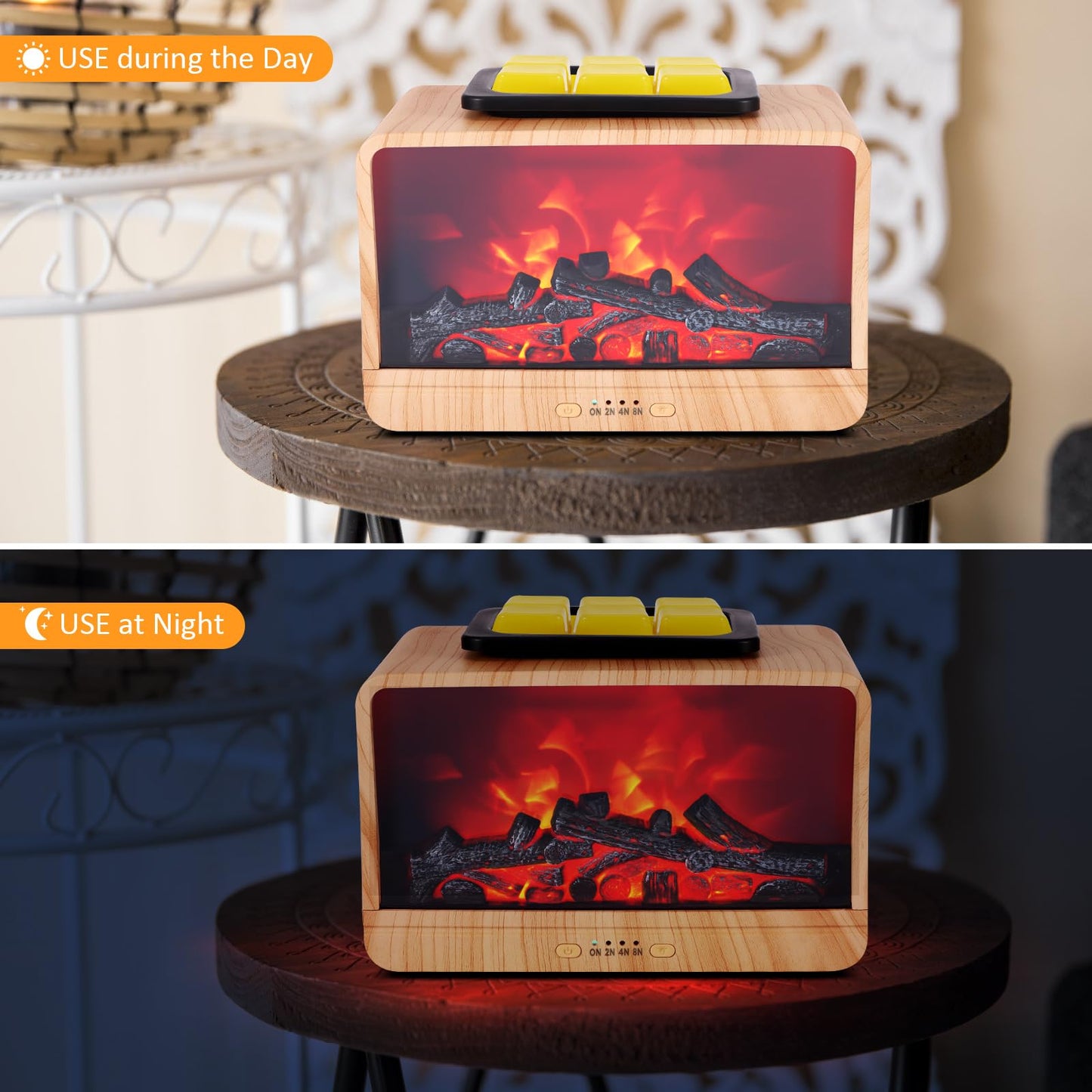 Wax Melt Warmer, Dynamic Flame Fireplace Wax Warmer Wax Melter for Scented Wax with Timer Electric Candle Wax Warmer, Wax Burner Christmas Candle Warmer for Home Bedroom Bathroom Office Decor & Gift