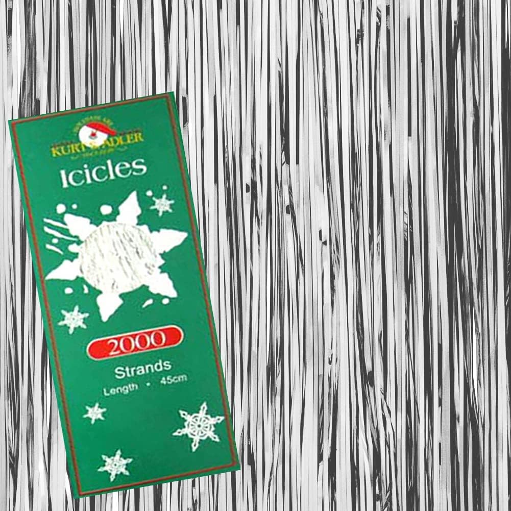 6000 Strands Silver Tinsel Icicles by Kurt Adler - 3 Box Set for Holiday Decor
