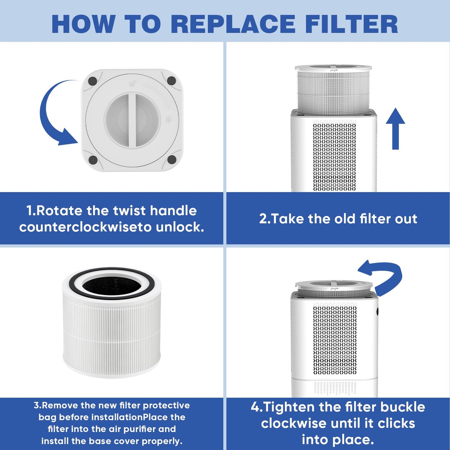 DAYETTE AP301 AP302 Replacement H14 HEPA Air Purifier Filter, Designed for Smoke Wildfire, Activated Carbon