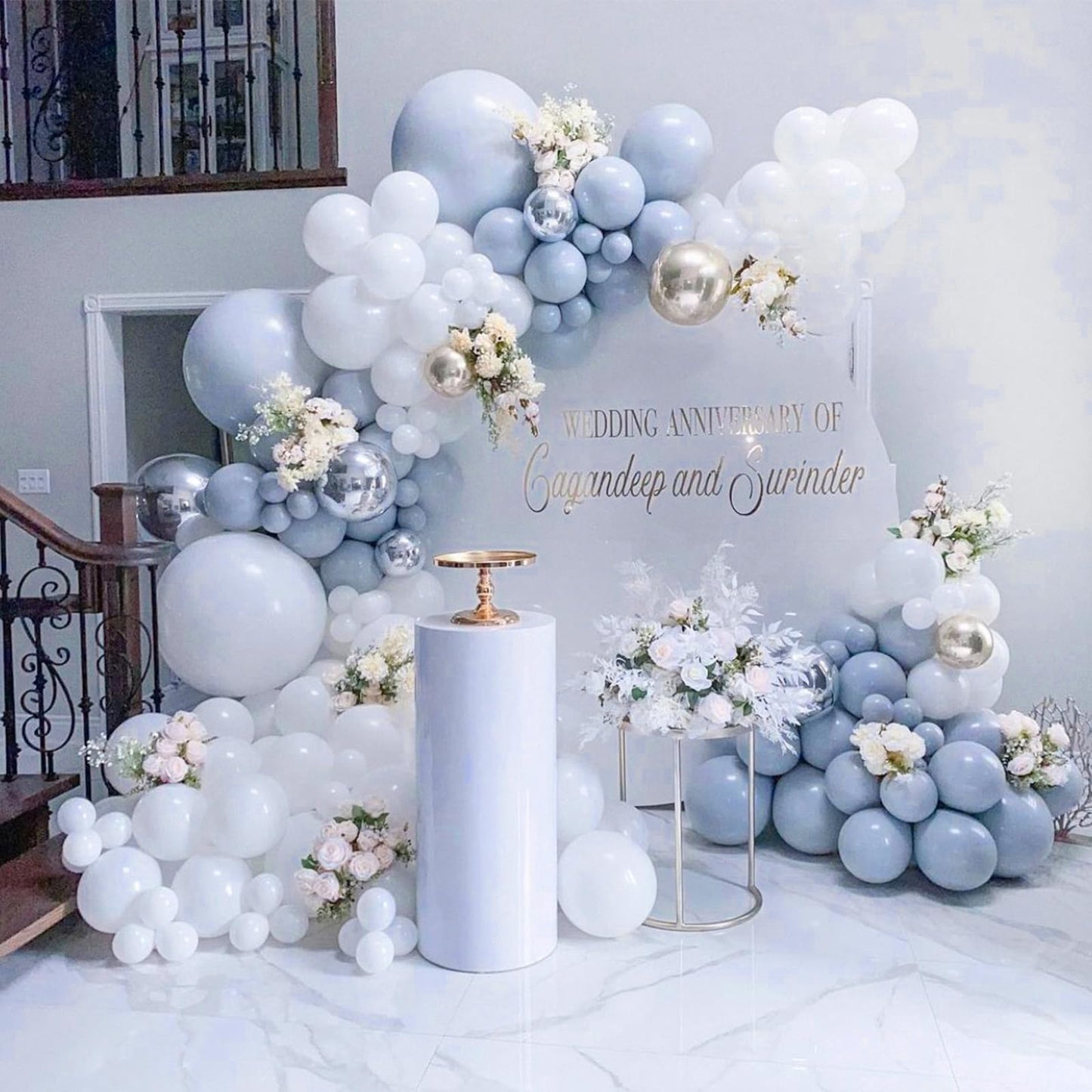 PartyWoo Dusty Blue Balloons 4pcs 36 Inch Slate Blue Boho Neutral Latex Helium Balloons for Baby Shower Wedding Graduation Anniversary Retirement Cat Tornado Birthday Party Decorations Blue-F51