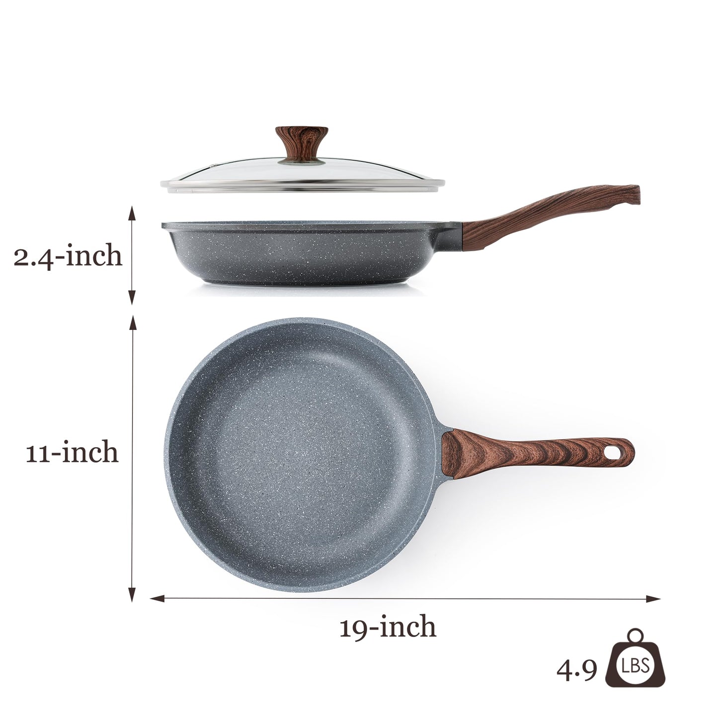 SENSARTE Nonstick Frying Pan Skillet with Lid, Omelet Pan with Cover, Healthy Cooking Chef's Pan, Kitchen Non Stick Pan, Free of Intentionally Added PFOA (11inch + Glass Lid)