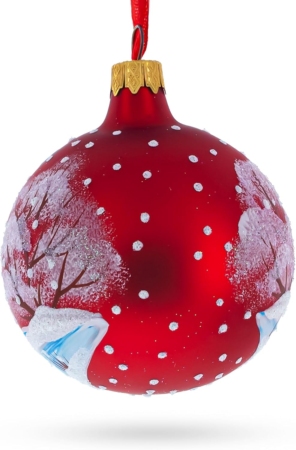 Polar Bears Glass Ball Christmas Ornament - 3.25 Inch Holiday Decor