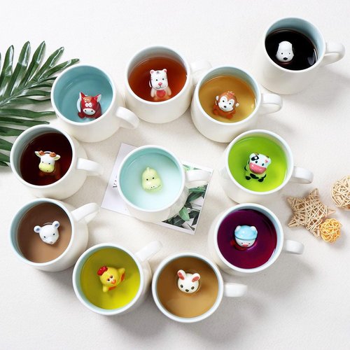 Biigming Rabbit Cup 3D Animal Inside Mug Handmade Ceramic Coffee Mug 12oz Animal Figurine Holiday and Birthday Gift(Rabbit)
