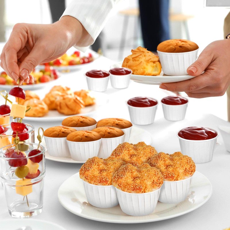 Gerrii 1600 Pack 4 oz Paper Souffle Cups Disposable Paper Souffle Cup Condiment Cups Ketchup Cup for Medication Distribution, Pills, Samples, Sauces, Food, Dessert (White)