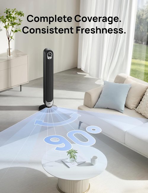 DREO Bladeless Tower Fan - Quiet 20dB Oscillating Design with Remote | 9 Speeds, 12H Timer, 42 Inch