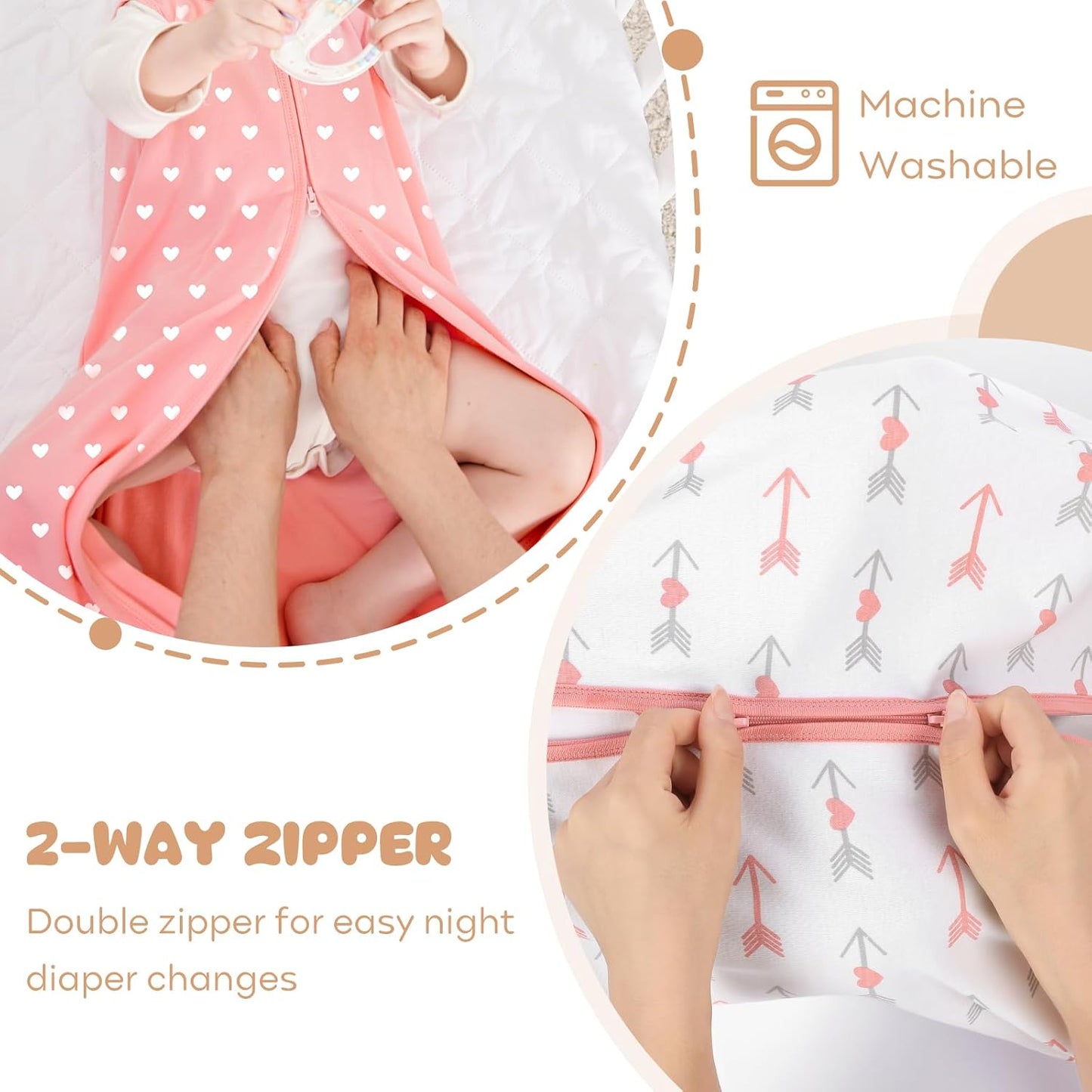 Yoofoss Baby Sleep Sack - 100% Organic Cotton Wearable Blanket | 2-Way Zipper, 0.5 TOG, 3 Pack, Large
