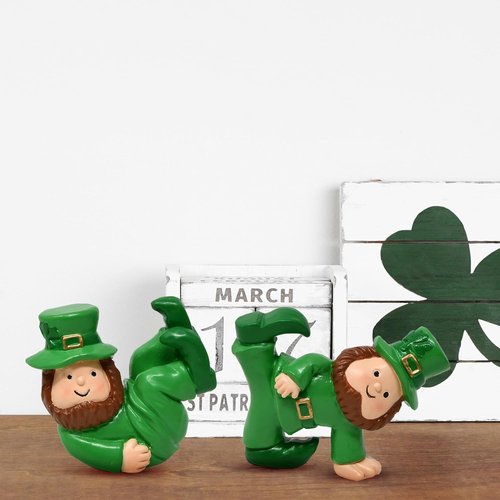 Gift Boutique St. Patrick's Leprechaun Figurines - Set of 3 Mini Irish Resin Decor for Home & Garden
