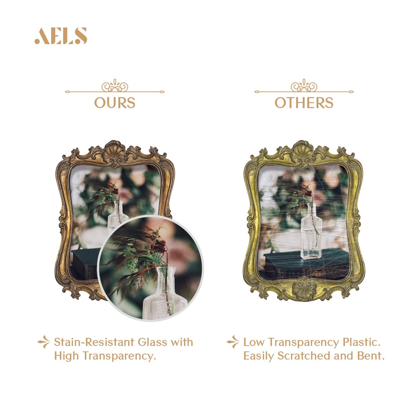 AELS 8x10 Inch Vintage Picture Frame, Elegant Antique Photo Frames with Glass Front, Photo Display, Tabletop Wall Hanging, Gift Ideas, Distressed Dark Bronze